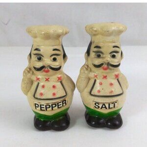 Vintage Chef Mates Happy Smiling Chefs 3.5" Salt & Pepper Shakers Hard Plastic